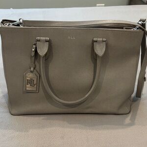 Ralph Lauren Gray Leather Tote